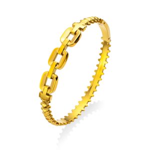 Stainless Steel 6-8mm Oval Links Hinged Bracelet