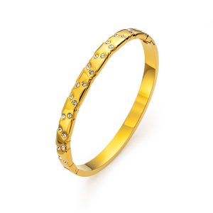 Stainless Steel 6mm Zircons Hinged Bracelet
