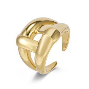 Women's 18mm Stainless Steel Hollow Bars Ring