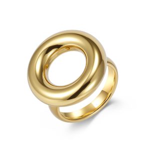 Women's 24mm Stainless Steel Hollow Circle Ring