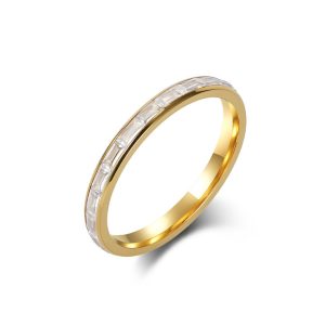 Women's Stainless Steel White Diamonds Ring
