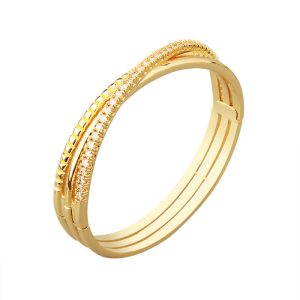 29.3g Heavy Brass Diamond Cross Hinged Bangle