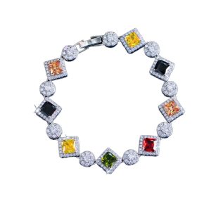 Fashion Brass Colors Geometric Stones Bracelet