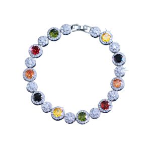 Fashion Brass Circle Sugar CZ Stones Bracelet