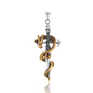 Stainless Steel Chinese Dragon Sword Pendant