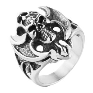 Men's 26mm Stainless Steel Sword Skull Ring
