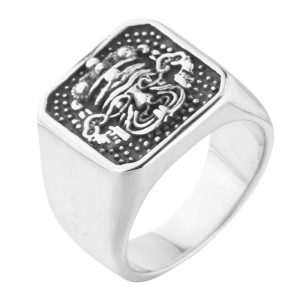 Men's 16mm Stainless Steel Geometric Gothic Ring
