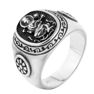 Men's 17mm Stainless Steel Circle Gothic Ring