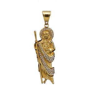 Men's Religious Stainless Steel CZ Jesus Pendant