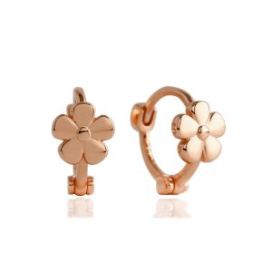 925 Silver 10mm Clover Flower Hoop Earrings