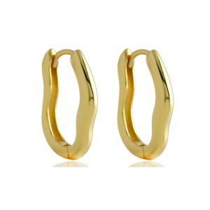 925 Silver 16.6mm Wavy Hoop Earrings