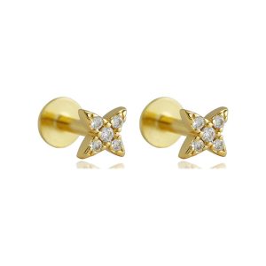 925 Silver 3.8mm Diamonds Flower Stud Earrings