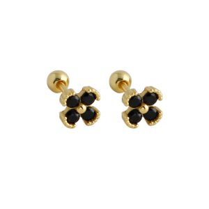 925 Silver 5.2mm CZ Flower Stud Earrings