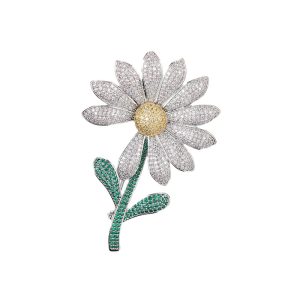 Brass Jewelry 6.5/10cm Daisy Leaf Flower Brooch