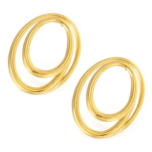 Stainless Steel Oval Circles Stud Earrings