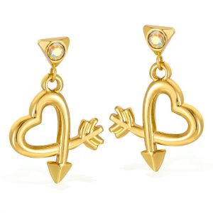 Stainless Steel Hollow Arrow Heart Stud Earrings