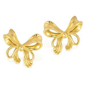 Stainless Steel 20mm Hollow Bowknot Stud Earrings