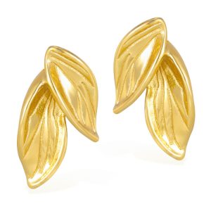 Stainless Steel Layered Leaf Stud Earrings