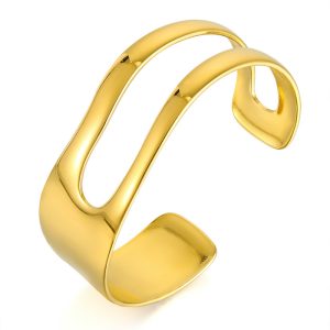 Stainless Steel Polished 22mm Waist Curves Cuff Bracelet