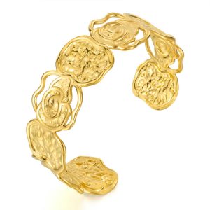 Stainless Steel 21mm Rose Flower Cuff Bracelet