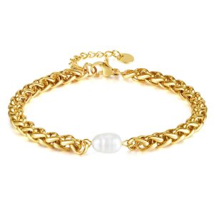 Stainless Steel Chains 9mm Pearl Bracelet