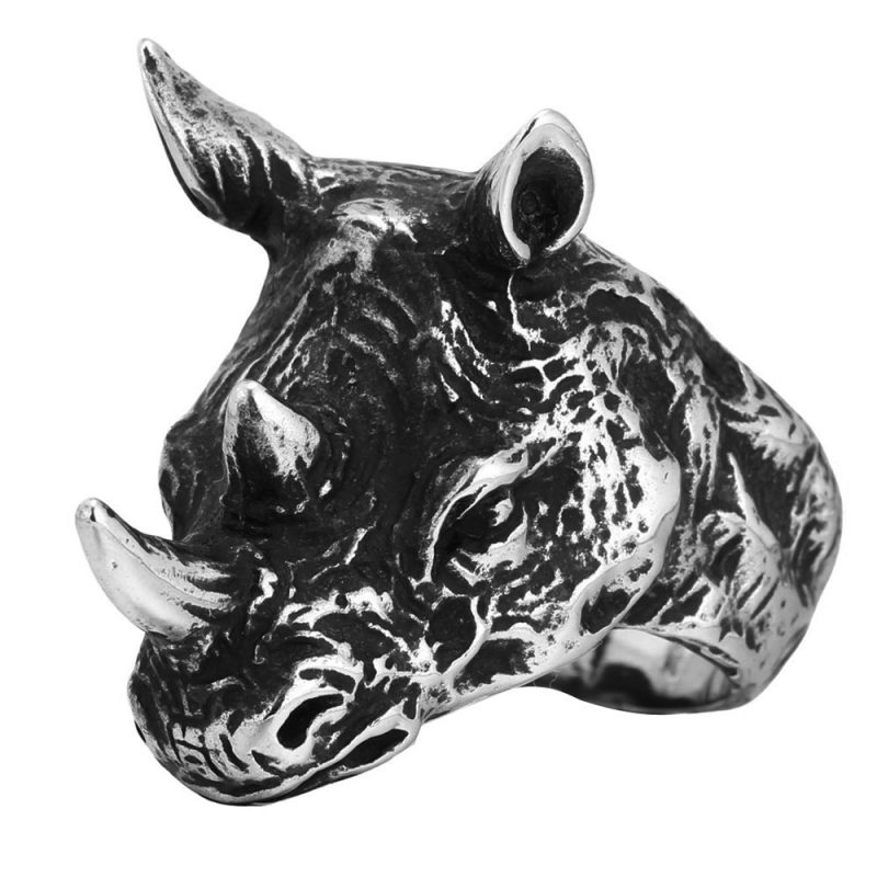Punk Style Antique Stainless Steel Rhinoceros Ring