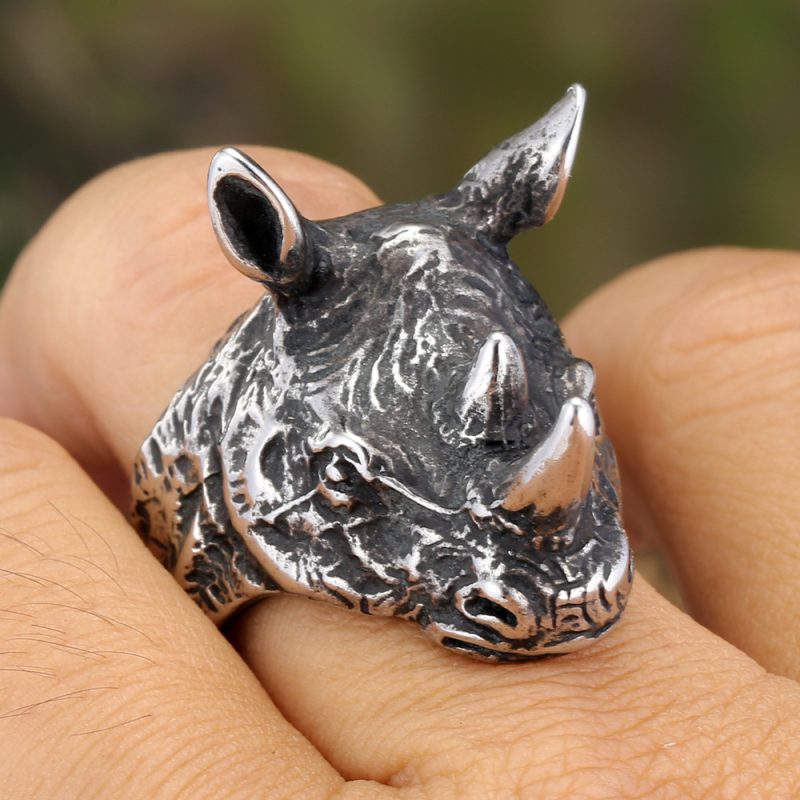 Punk Style Antique Stainless Steel Rhinoceros Ring