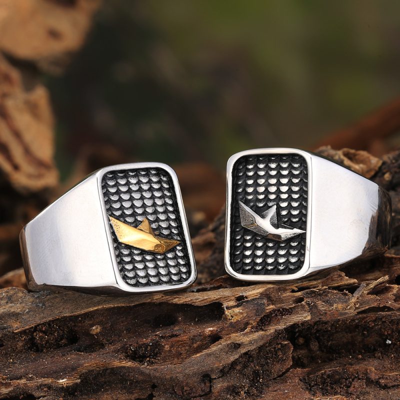 Punk Style Stainless Steel Boat Ring