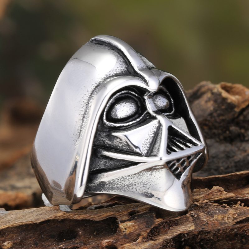 Punk Style Antique Stainless Steel Black Warrior Ring