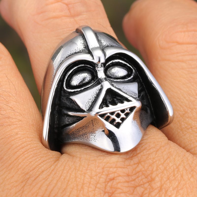 Punk Style Antique Stainless Steel Black Warrior Ring