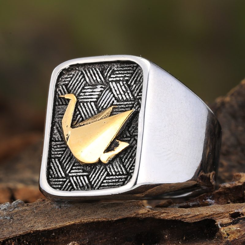 Punk Style Stainless Steel Folded-paper Crane Ring