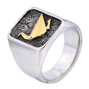 Punk Style Stainless Steel Folded-paper Crane Ring