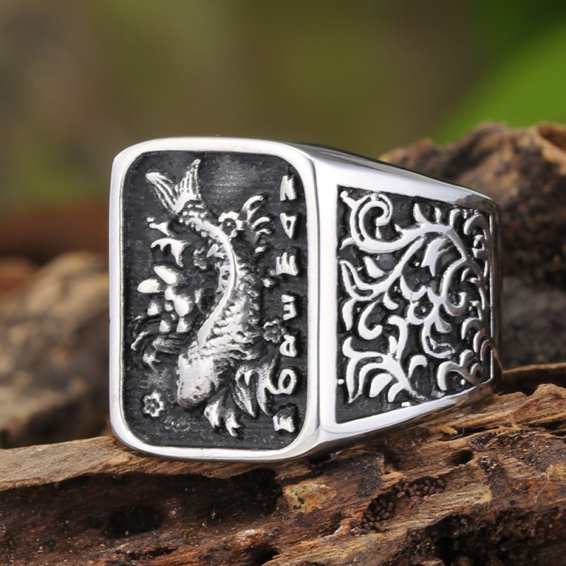 Punk Style Antique Stainless Steel Lucky Fish Ring