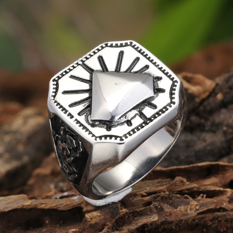 Punk Style Antique Stainless Steel Diamond Ring