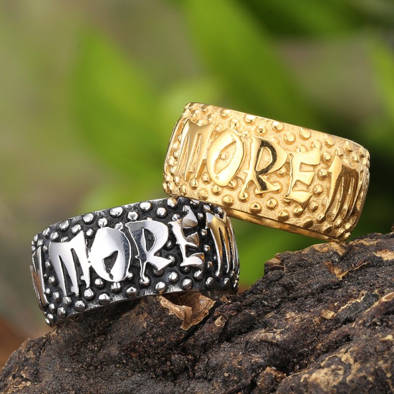 Punk Style Antique Stainless Steel MORE Letters Ring