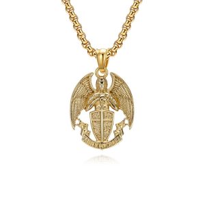 Stainless Steel Angel Wings Cross Pendant Necklace