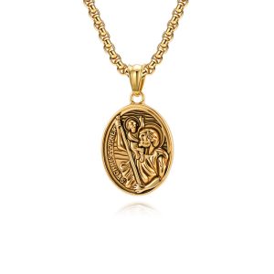 Men's Stainless Steel Protector Pendant Necklace