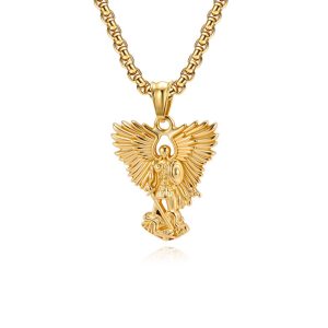 Men's Stainless Steel Angel Wings Pendant Necklace