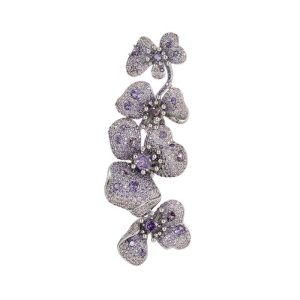87mm Brass Fashion Purple CZ Flowers Brooch