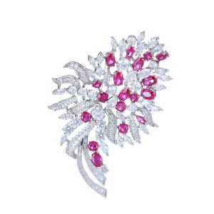 67mm Brass Jewelry Diamond Flowers Brooch
