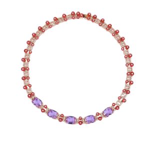 Brass Jewelry Red CZ Gemstones Choker Necklace