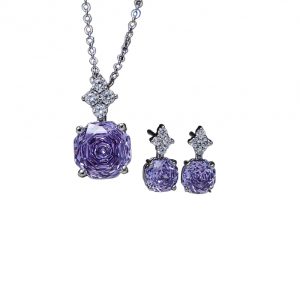 Brass Jewelry Octagon Star Diamond Necklace Earrings Set