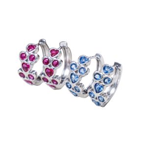Brass Jewelry 20mm Colored CZ Hearts Hoop Earrings