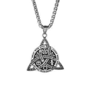 Viking Stainless Steel Triangle Circles Pendant Necklace