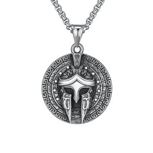 Viking Stainless Steel Spartan Warrior Pendant Necklace