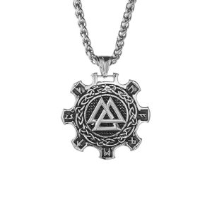 Viking Stainless Steel Triangle Virus Pendant Necklace