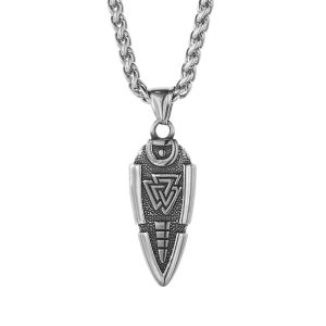 Viking Stainless Steel Triangle Arrow Pendant Necklace