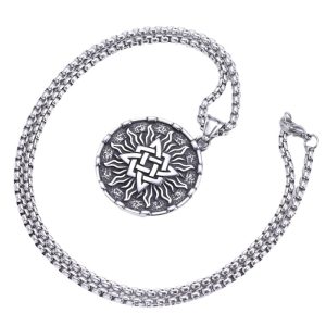 Viking Stainless Steel Slavic Medal Pendant Necklace