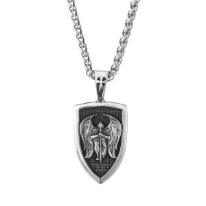 Viking Stainless Steel Angel Warrior Wings Necklace