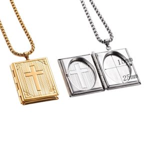 Unisex Stainless Steel Geometric Cross Picture Necklace